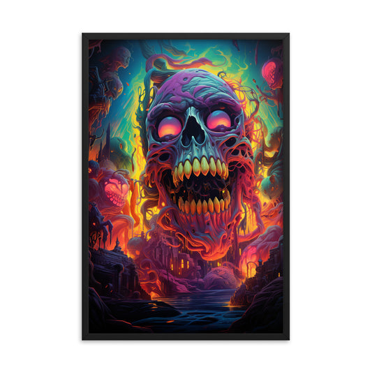 Framed Poster Psychedelic Skull