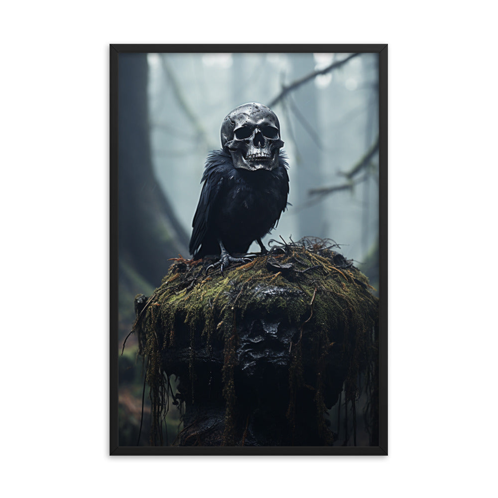 Framed Poster Skull Head Crow