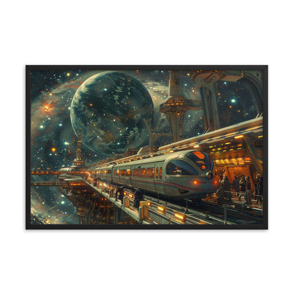 Framed Poster Space Train Station