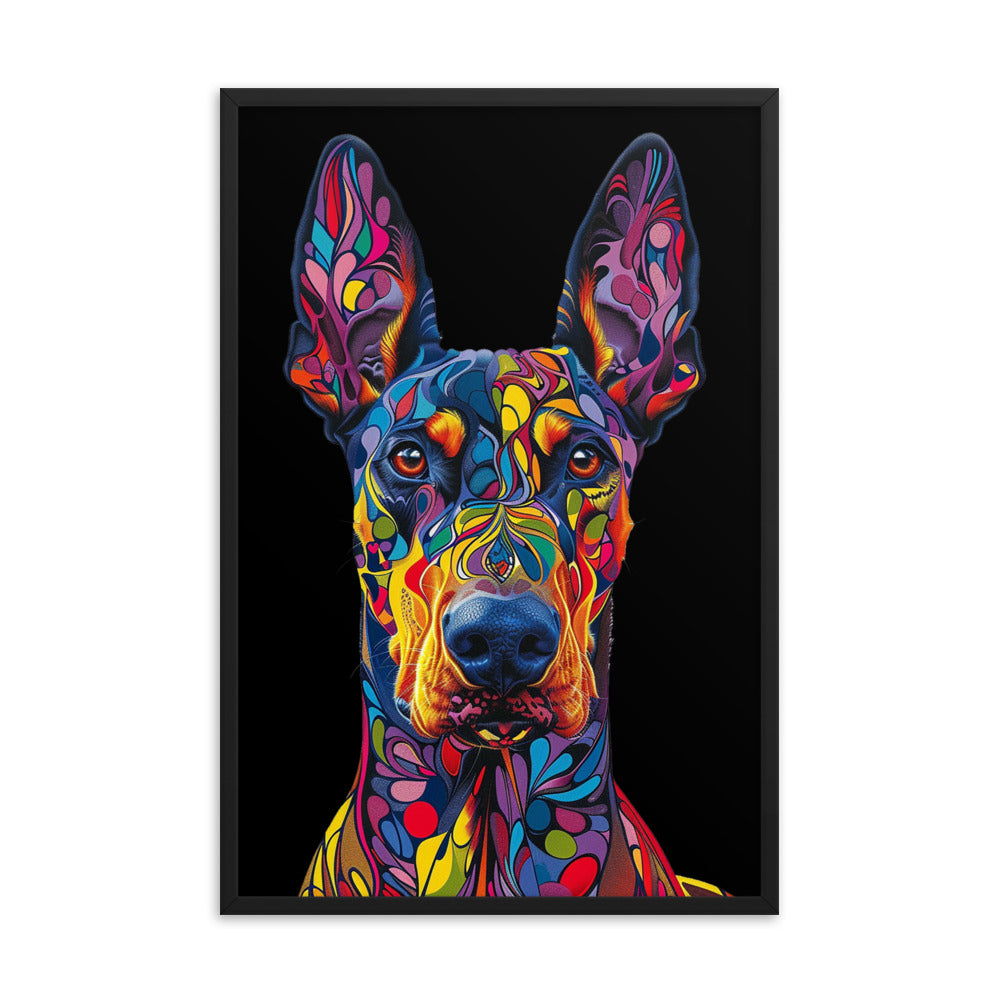 Framed Poster Colorful Abstract Doberman