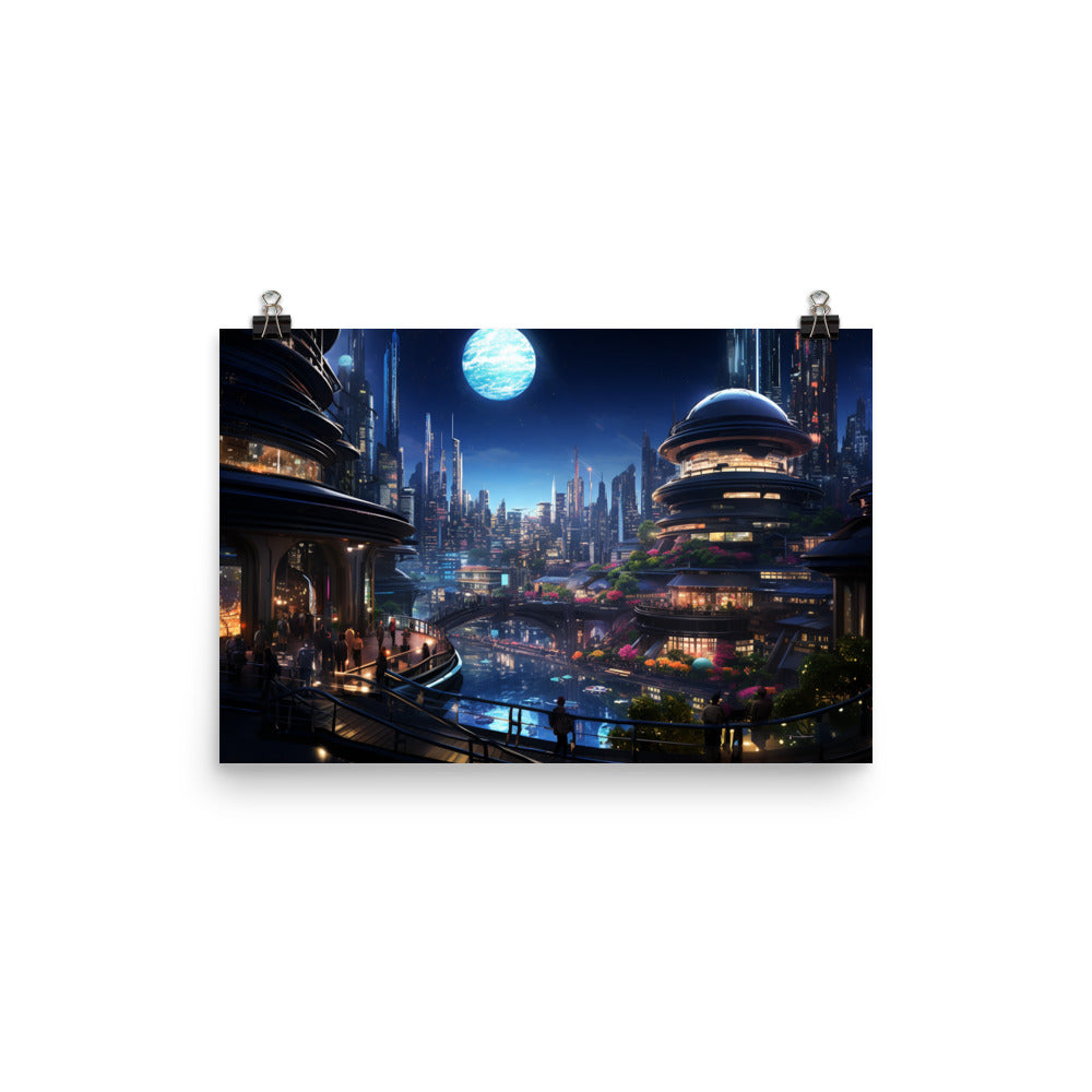 Poster Futuristic City Night