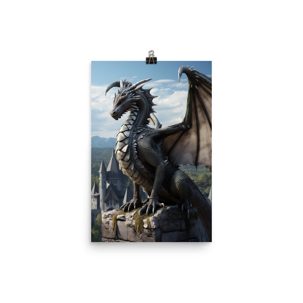 Poster Dragon Perched On Castle