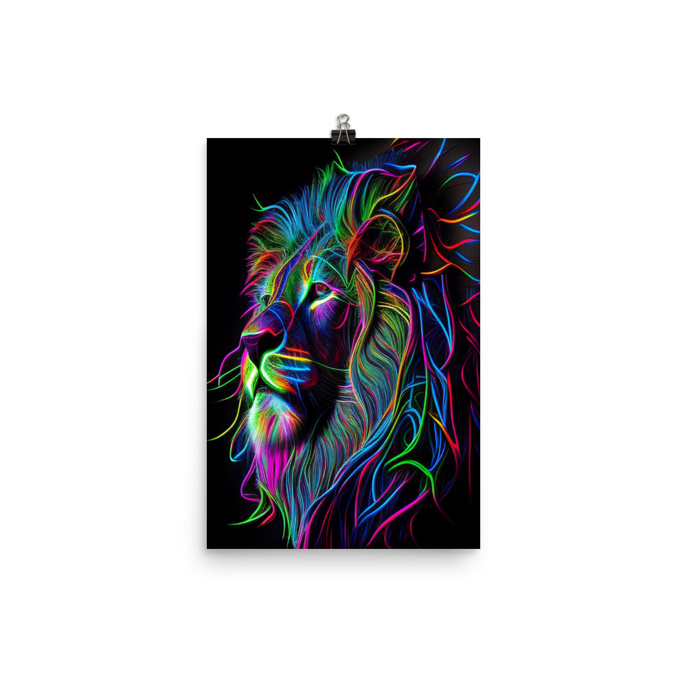 Poster Neon Abstract Lion