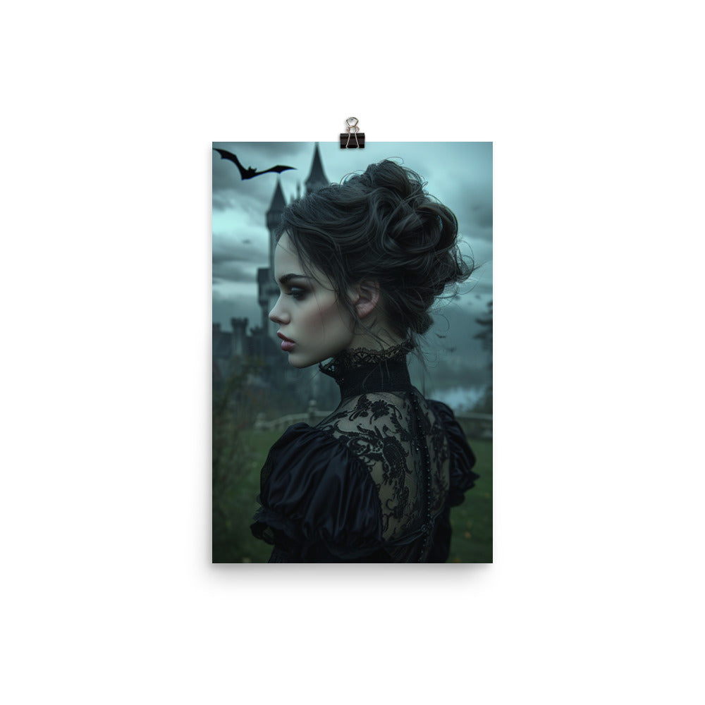 Poster Gothic Lady Castle Background