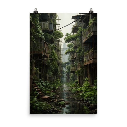 Poster Overgrown Dystopian City
