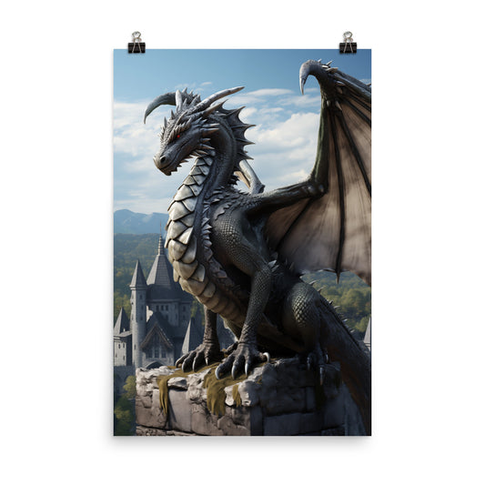 Poster Dragon Perched On Castle