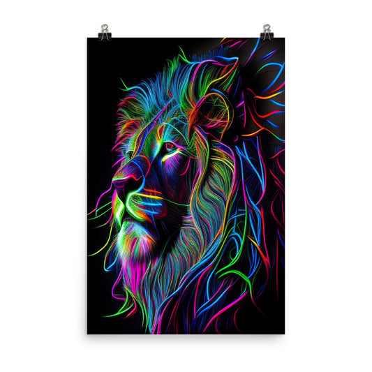 Poster Neon Abstract Lion