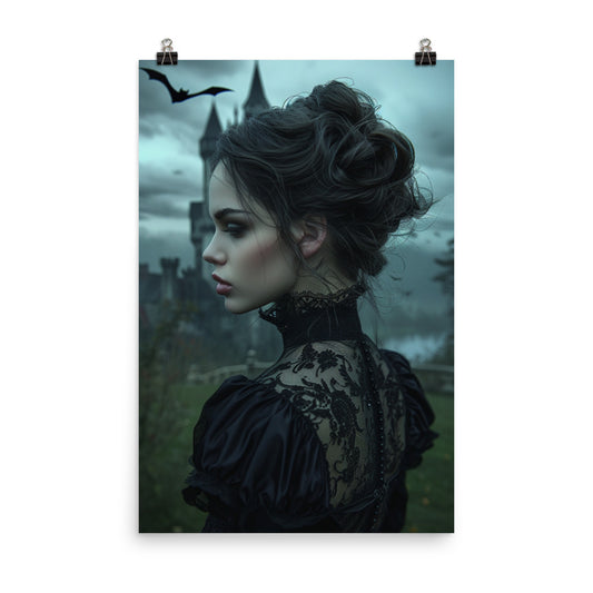 Poster Gothic Lady Castle Background